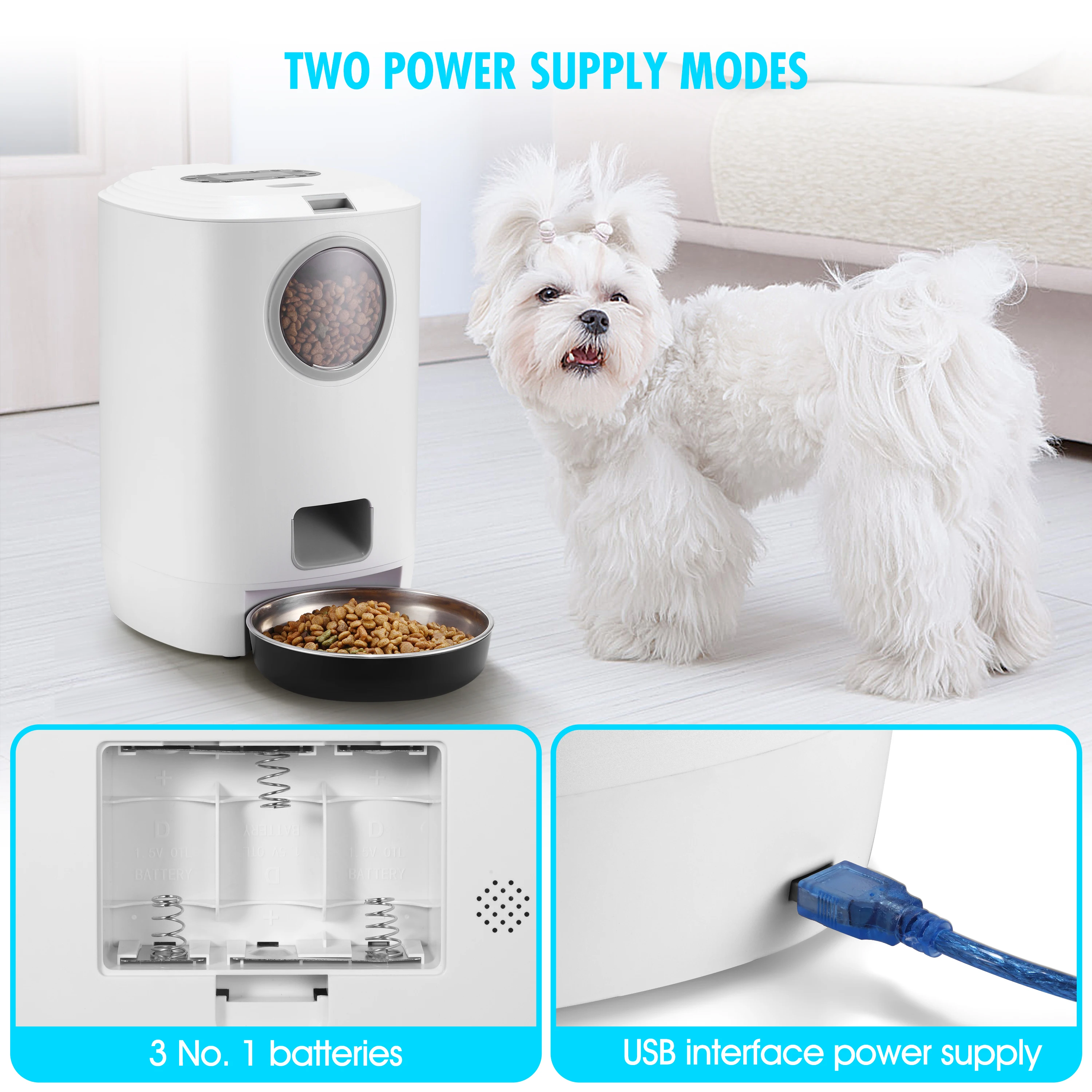 LCD Display Pet Bowls Slow Feeders 4.5L Dog Storage Pet Feeder Dry Food Pet Automatic Feeder