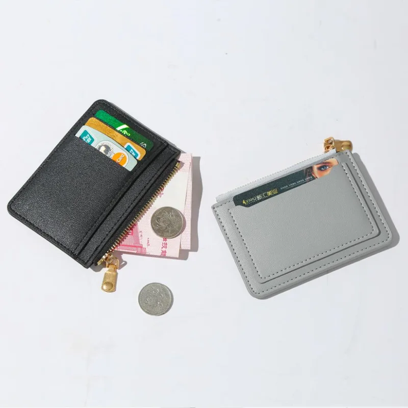 Functional Student Bank Card Holder Cheap Candy Color Zipper Credit Card Bag