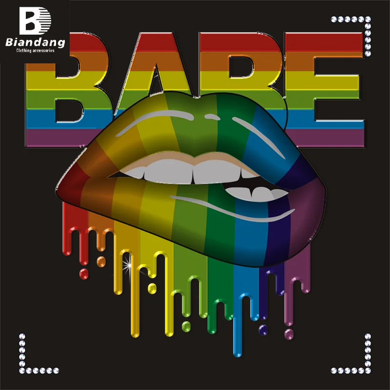 Supplier Custom Design Logo Thermal Heat Transfer Iron On Lips Motif Hotfix Rhinestone Crystal for Garment