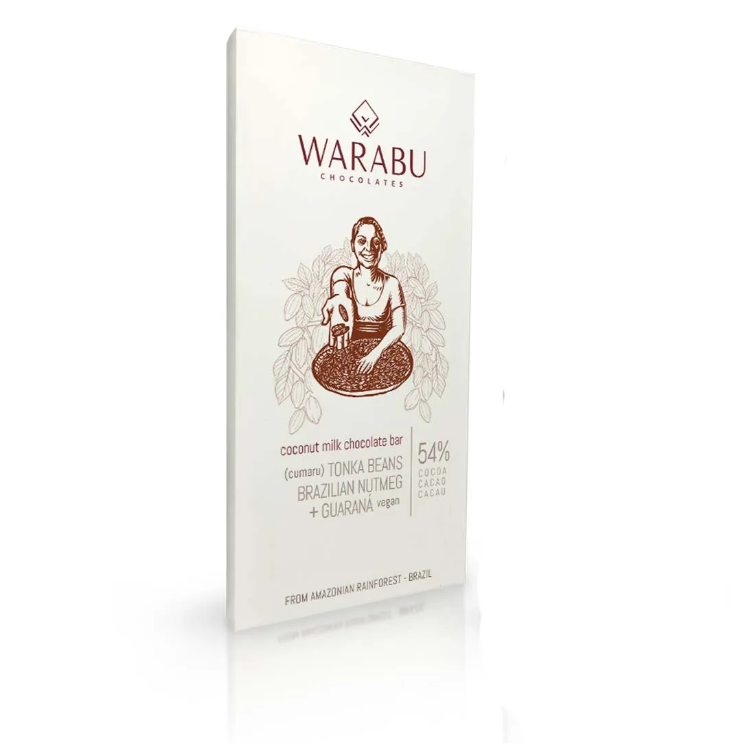Кокосовое молоко, шоколадный батончик, бобы, бразильский мускатный орех и гуарана от AMAZON, 54% веганский батончик, 70 г, бодрит, усиливает
