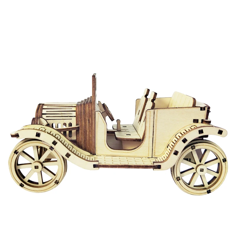 New Original Design Retro Vintage Car 3D Wooden Puzzle DIY Mechanical Vechical Model Assemble Educational Toys
