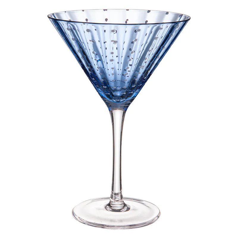 Vintage cut stembar Home decorative wide mouth Martini cocktail glass two color pearl-dot red wine glasses