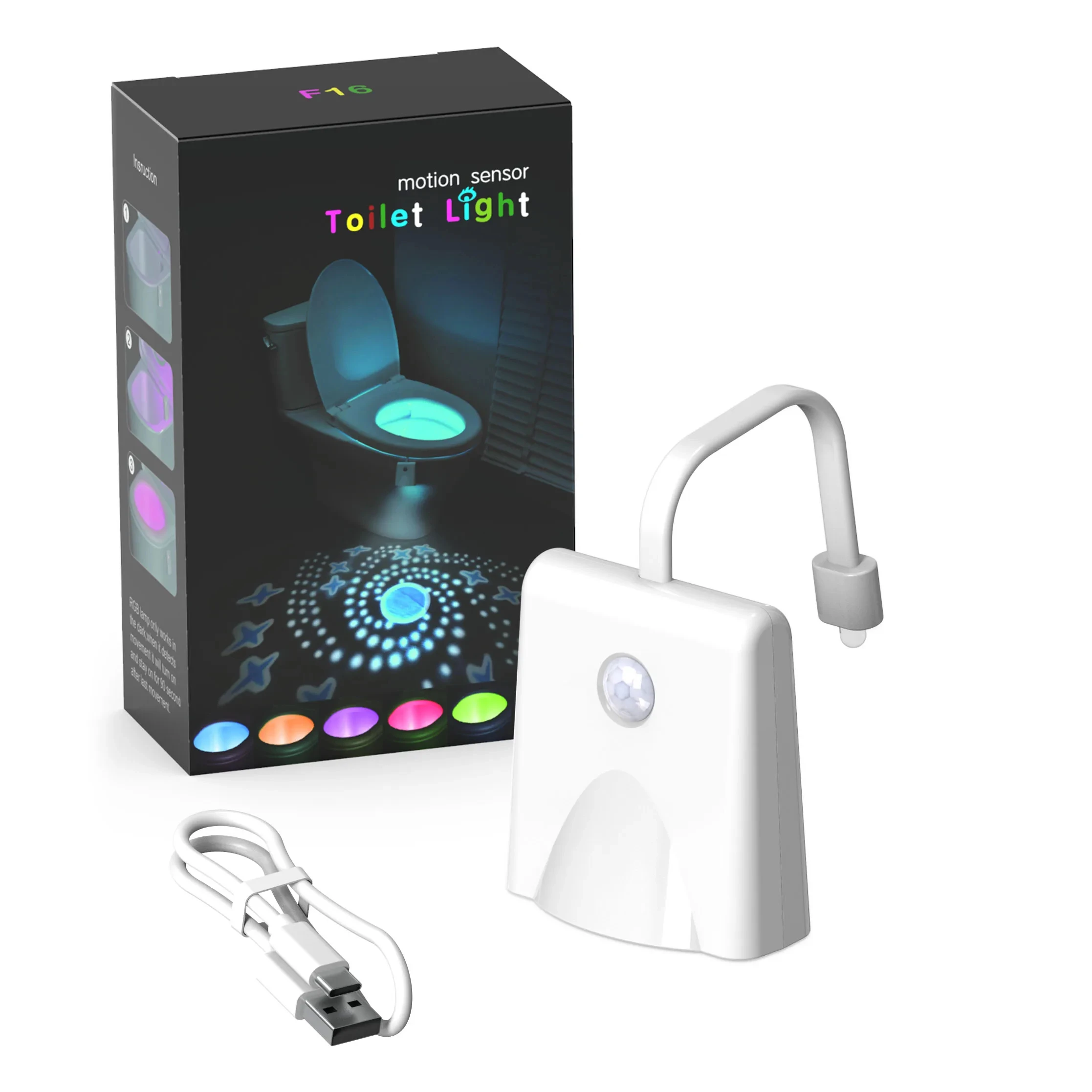 Toilet Night Lights Motion Activated Toilet Bowl Light Color Changing Bathroom Decoration LED Nightlight Night Lamp Smart Light