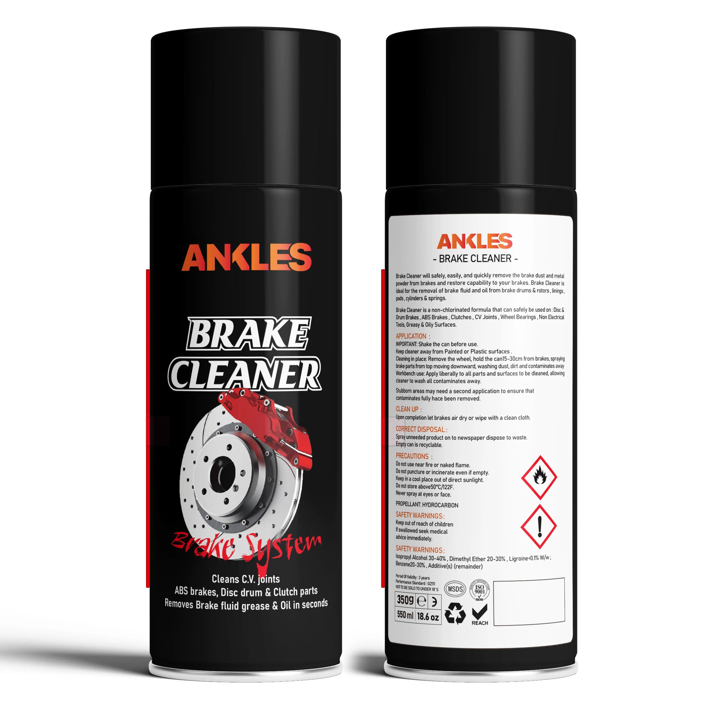 ANKLES high quality 550ml usa chemicals bulk brake part cleaner spray hevy duty wholesale car brake cleaner