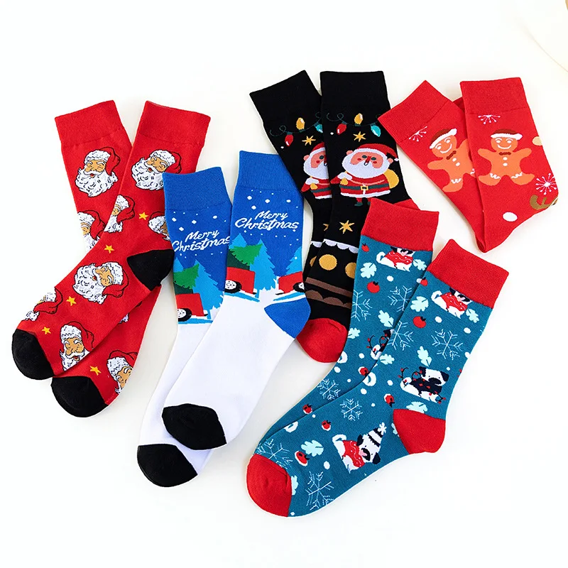 2023 New Custom Christmas Socks Women Autumn Winter Fashion Socks Mid Tube Man Christmas Socks