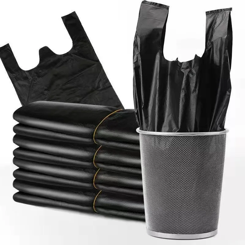 Garbage bags Household thickened tote Plastic bags Factory direct sales Flat mouth black large vest Plastic bags wholesale (1600691961213)