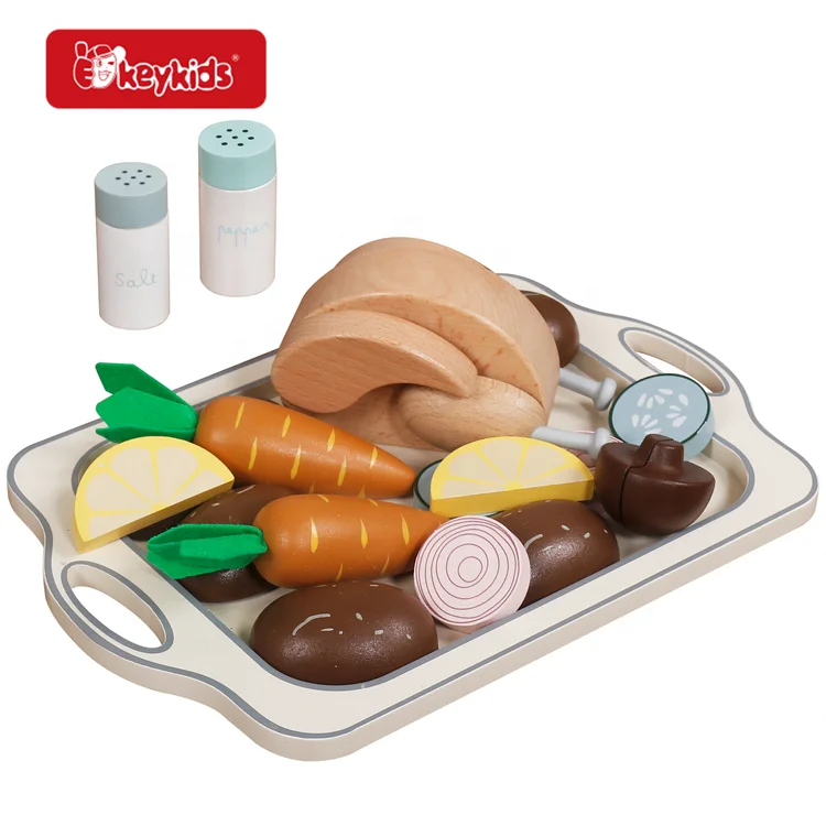 Pretend play grilled chicken wooden Turkey feast toys for children W10D633
