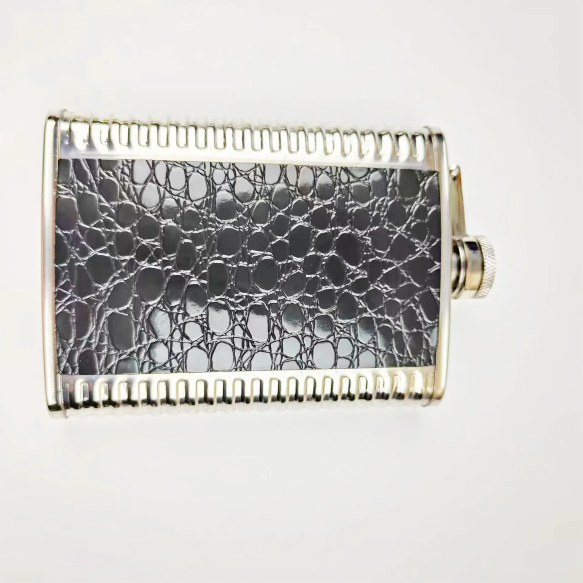 Stainless Steel Leak Proof Pocket Hip Flask with Funnel and Black Leather Cover for Alcohol Whiskey Wine