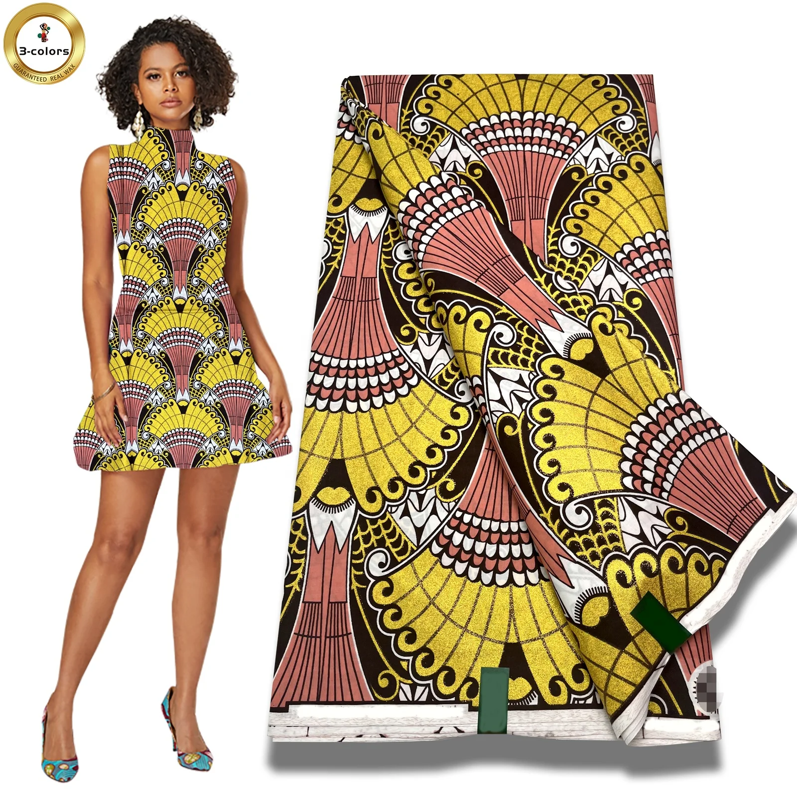 2022 New Arrival 100% Cotton Super Glitter Wax Grand Super Gold Wax Print Fabric Ankara