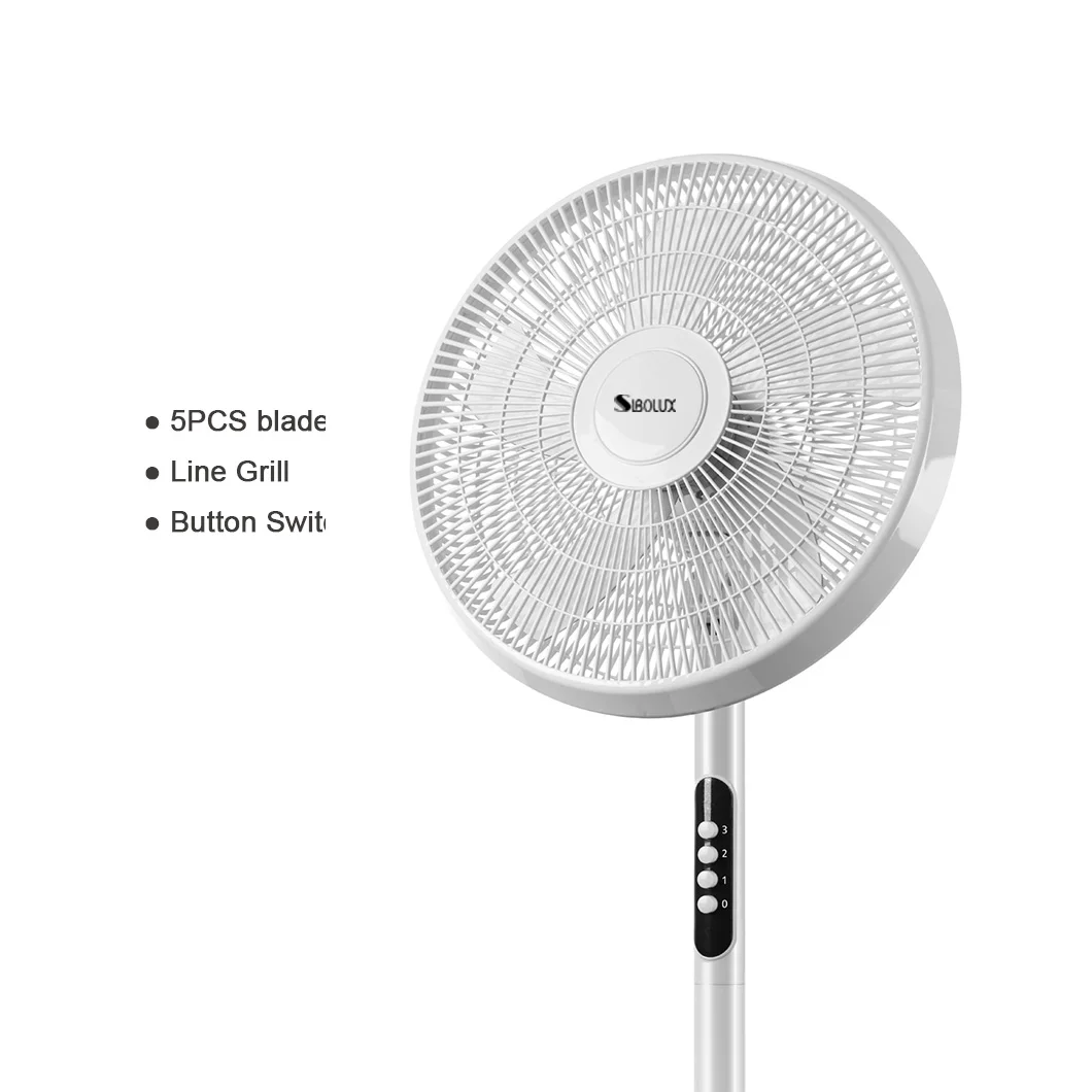 New design 16 inch 5 blades floor fan 45w 220v ac motor standing pedestal fan