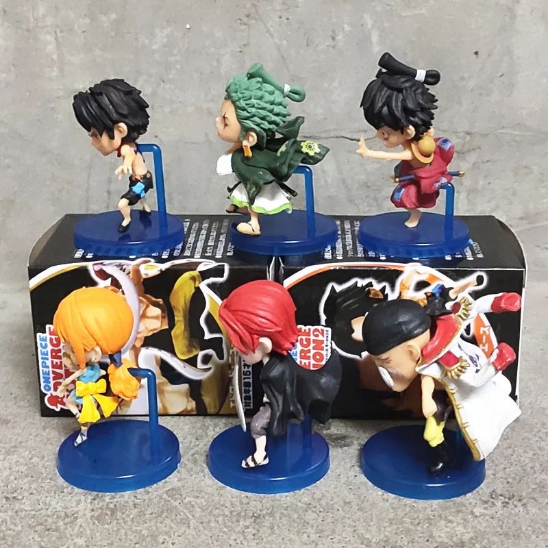 Wholesale anime cartoon figure Q version 6pcs per set pvc blind box figure onepiece action figure for decoration