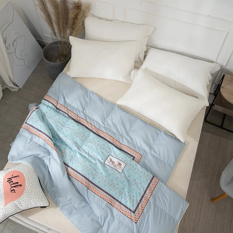 Оптовая продажа на заказ, пуховая накидка из пушистой утки и пера, Полиэстеровая внутренняя наполненная пододеяльник, летняя вставка для дома