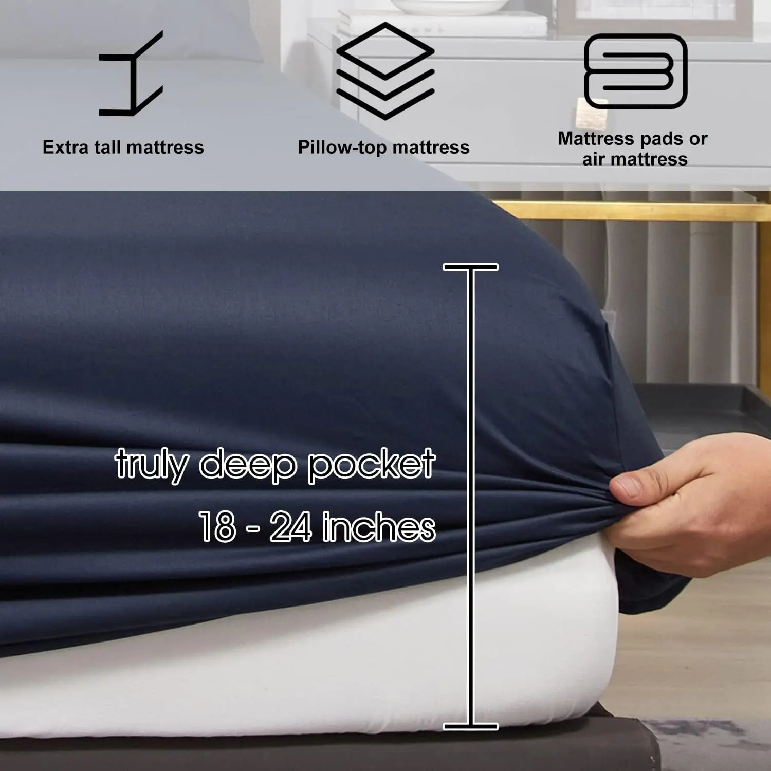 100% Egyptian Cotton- 600 Thread Count Luxury Egyptian Cotton Bed Sheets 5-Star Hotel Quality Sheets Breathable & Cooling