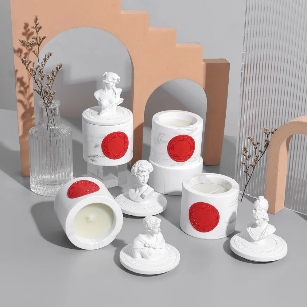  logo sculpture Gypsum handmade essential oil smokeless soybean wax home fragrance decorative candle scented candles