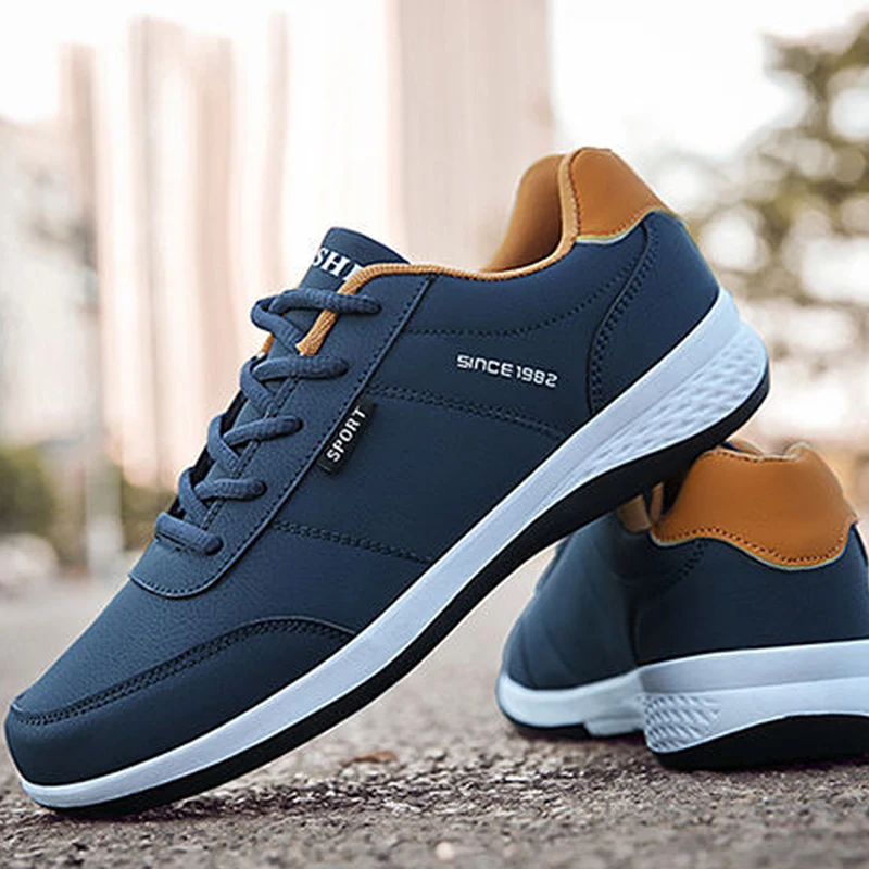 Fashion comfortable custom logo unique leather breathable soft Pu casual sports shoes for men