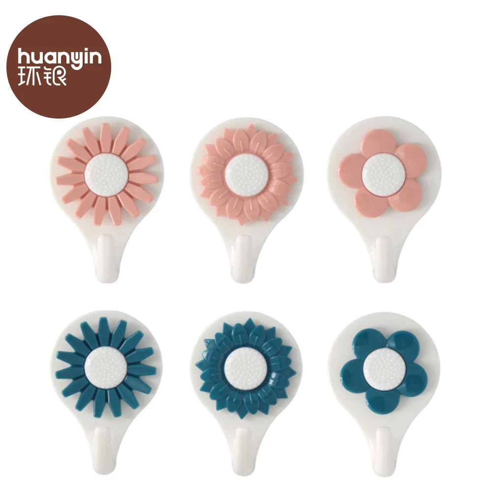 Strong adhesive plastic kids flower wall hook for display