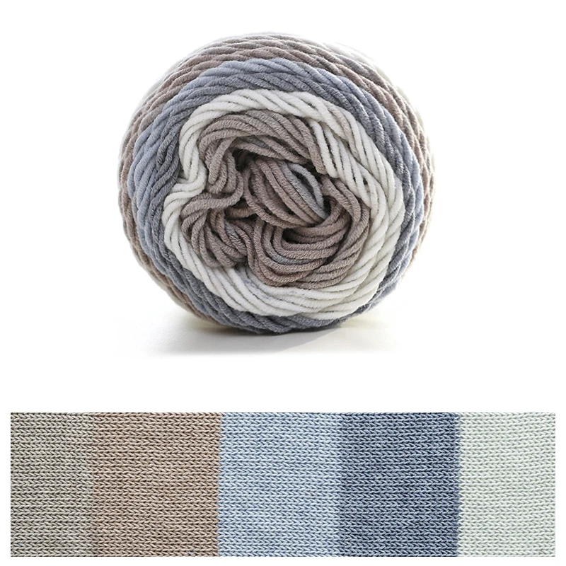 Beautiful Crochet Hand Knitting Natural Rainbow Cake 55% Acrylic 45% Cotton Blended Yarn with 5 Ply for Scarf