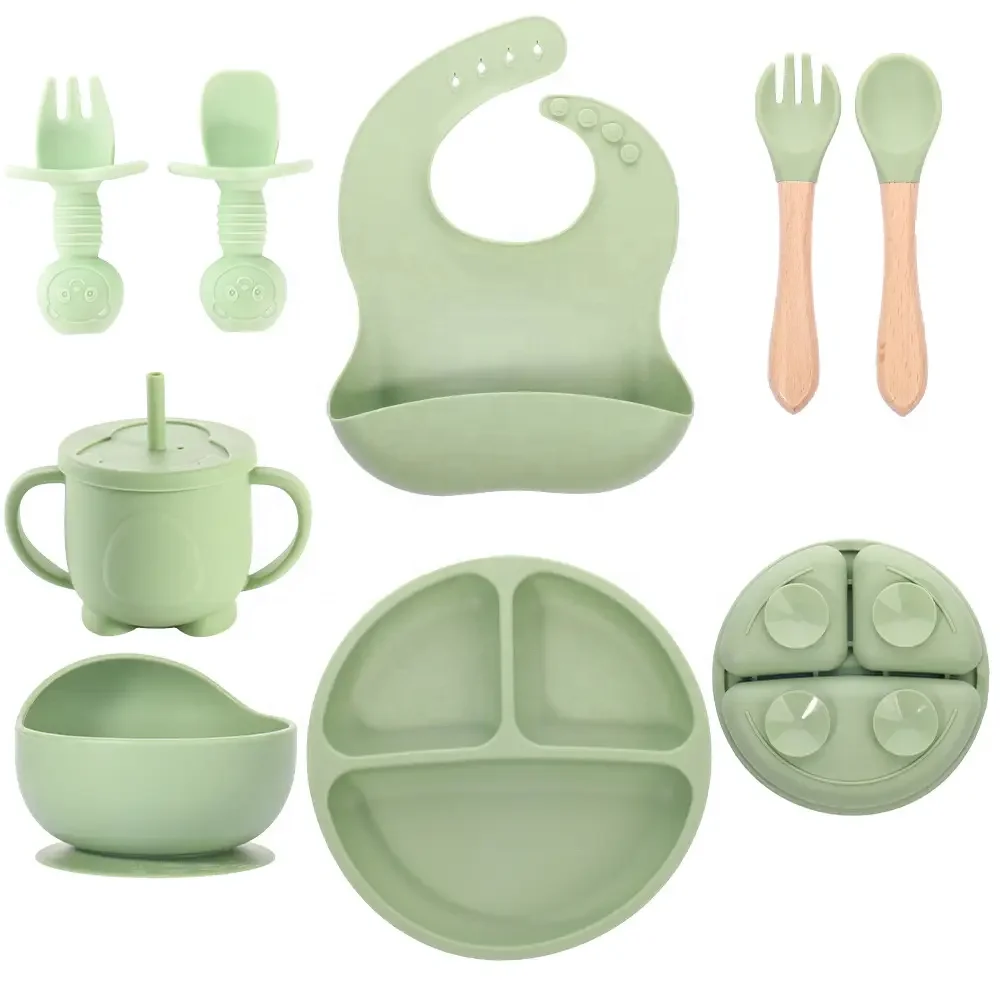 BPA-Free Silicone Suction Plate Baby Dining Set Waterproof Factory Custom On-Time Delivery Food Grade Feeding Set