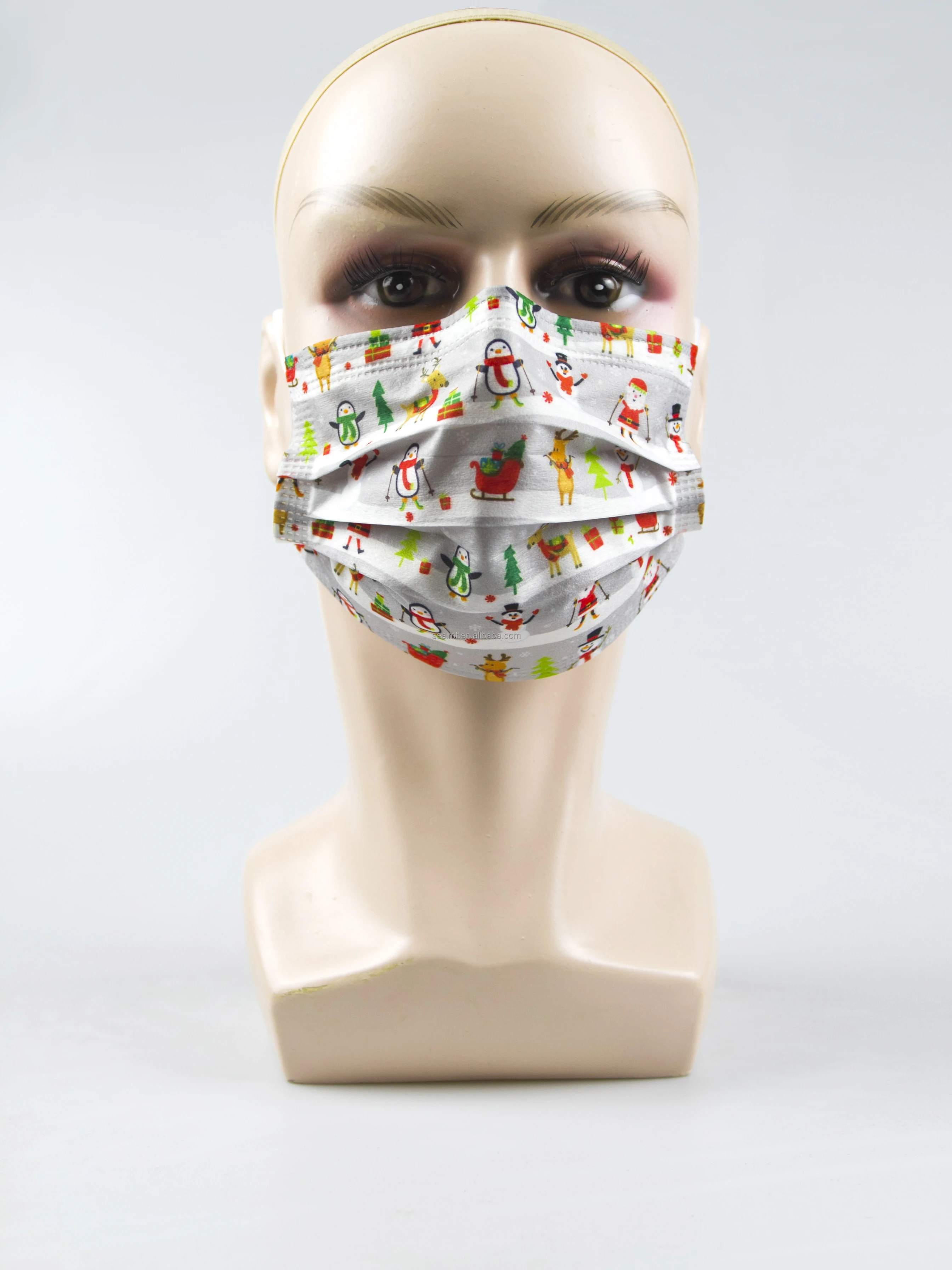 Customize designs  3 layer disposable nonwoven earloop face mask party mask