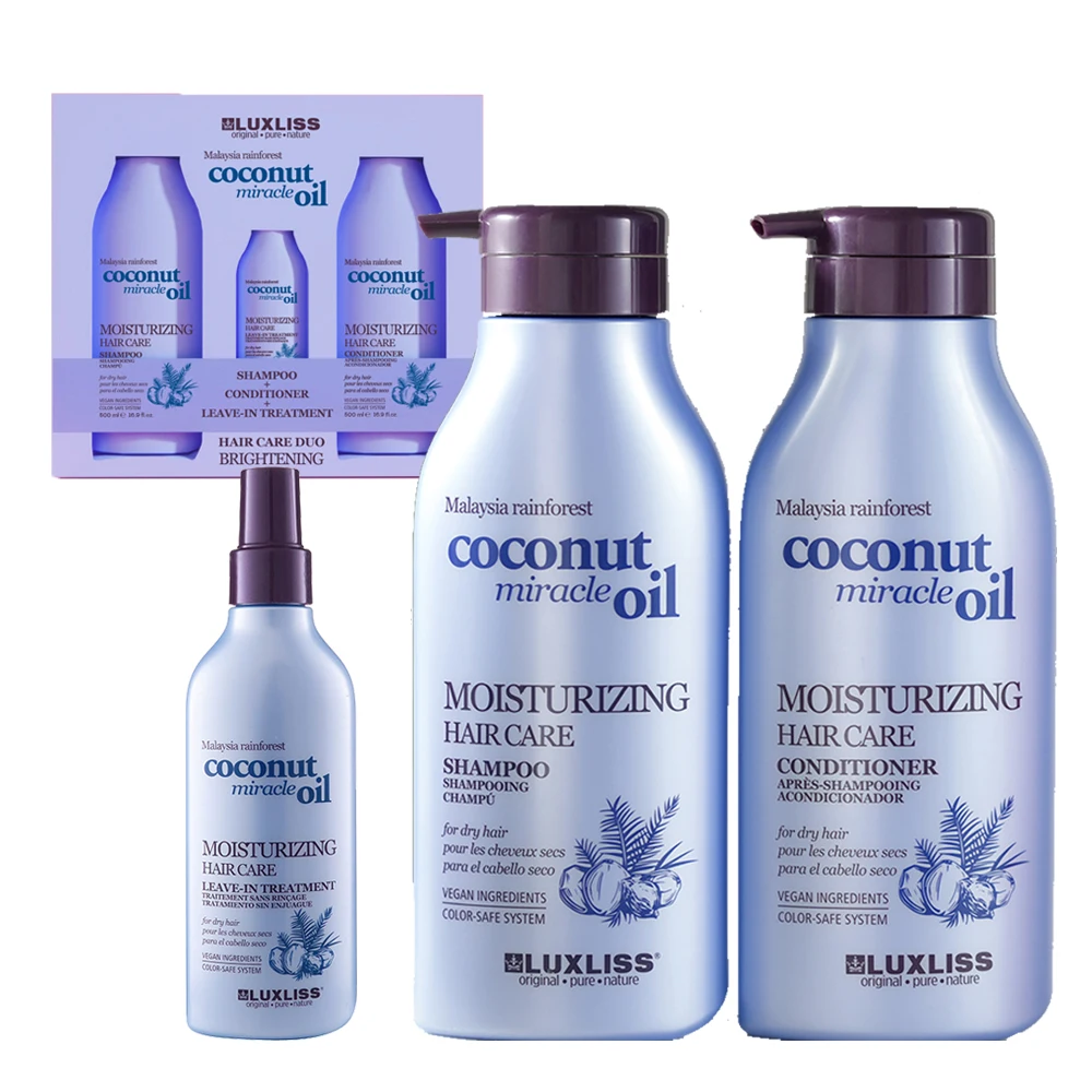 Luxury High Quality Hair Care Product Organic Coconut Oil Hair Treatment For Damaged Hair Shampoo and Conditioner Spray Set