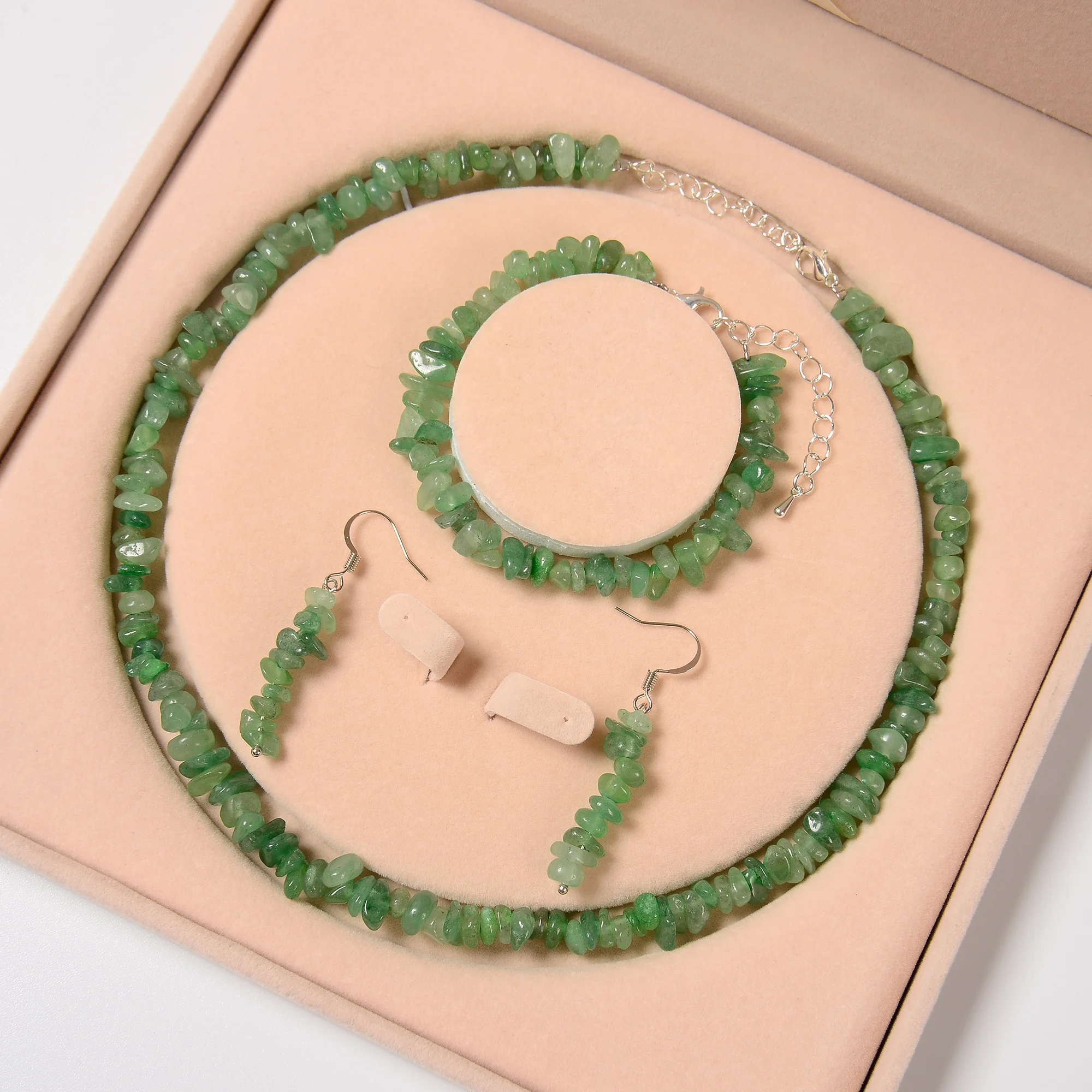 Wholesale Fashion Bracelet Earrings Necklace Jewelry Sets Multi Gemstone Aventurine Smart Chips Beads Jewellery Set for Women