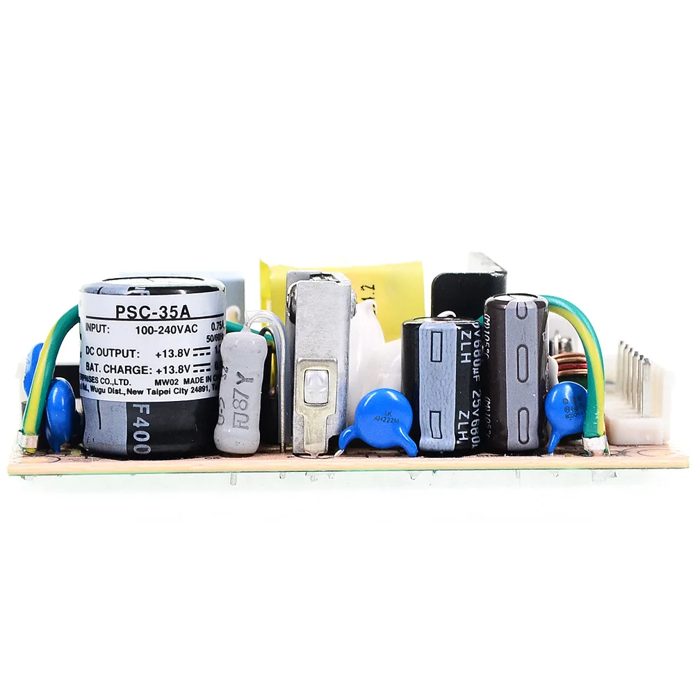 Meanwell Open Frame Miniature size PCB type PSC-35A 35W 13.8V AC-DC Single Output with Battery Charger(UPS Function)