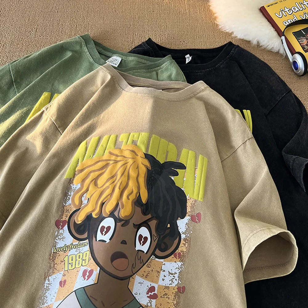 custom logo cotton t shirt mens tshirts with logo printed 3d Foam puff screen print tee shirt oversized plain t-shirt for men