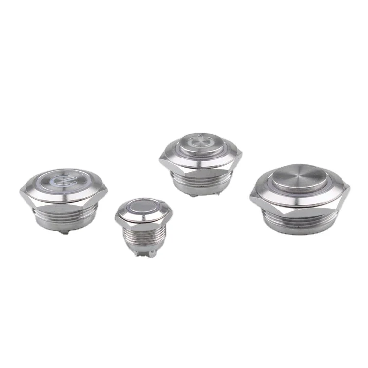 Short Body Flat Head Anti Vandal Switch 19mm 16mm 12mm 1No push button switch 1No