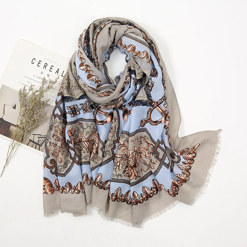 Factory Custom Fringe Tassel Shawl Vintage Color Contrast Floral Printed Hijab Travel Sun Protection Shawl Scarf For Women