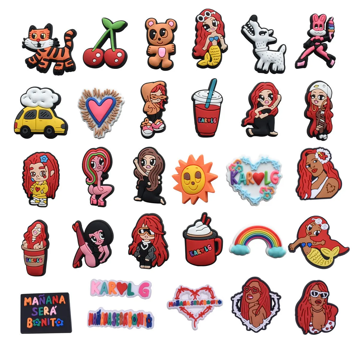 Wholesale NEW Karol G Croc Charms for Girl Women Mermaids Garden Shoe Decorations Animals Croc Jeans Butterfly Slipper