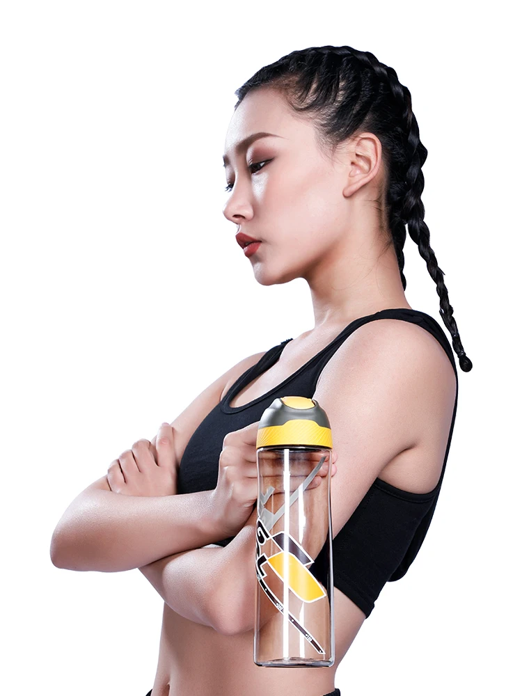 
FEIJIAN 700ml BPA Free Tritan Portable Plastic Sports Water Bottle with straw free clean kit Leak-proof design 