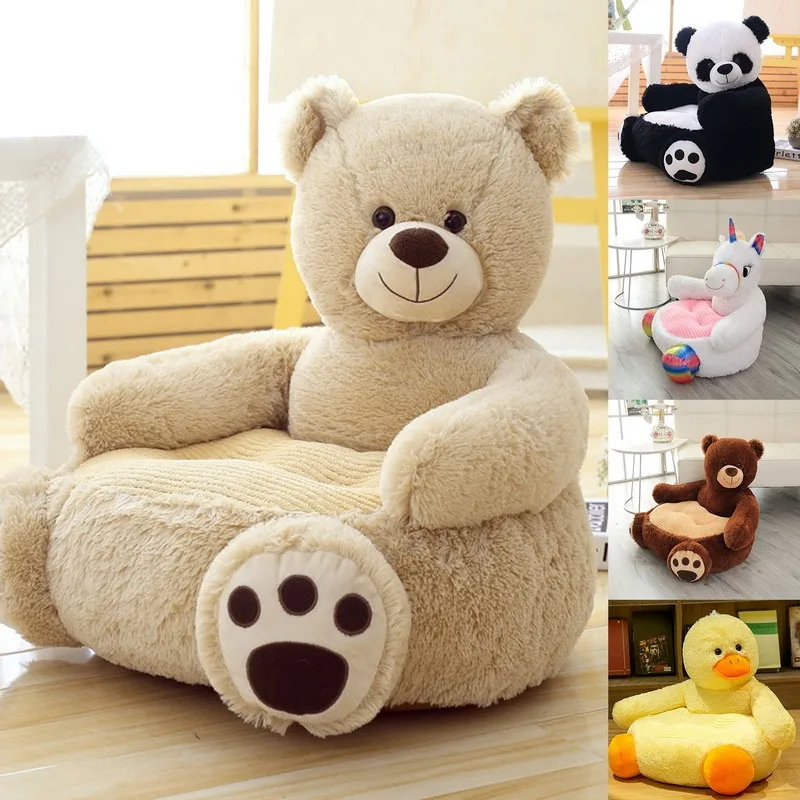 
Animal Plush Toy Sofa Leather Shell Plush Baby Sofa Stuffed Baby Gift Learn Seat Child Sofa baby Sitting Chair only cover 