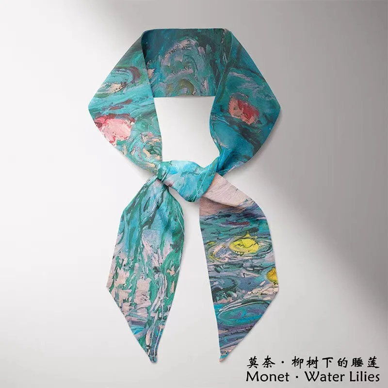 Woman Twill Silk Scarf 100*4cm Long Small Head Scarves Bag Ribbon Kerchief Ladies Tie Hot Selling