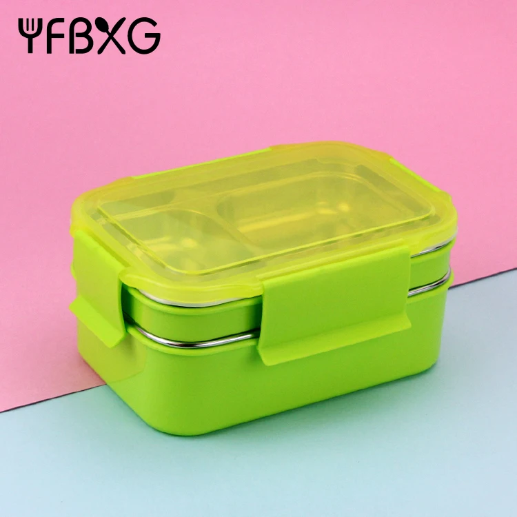 metal thermal food containers boxes stainless steel lunch box bento partition leak proof compartment