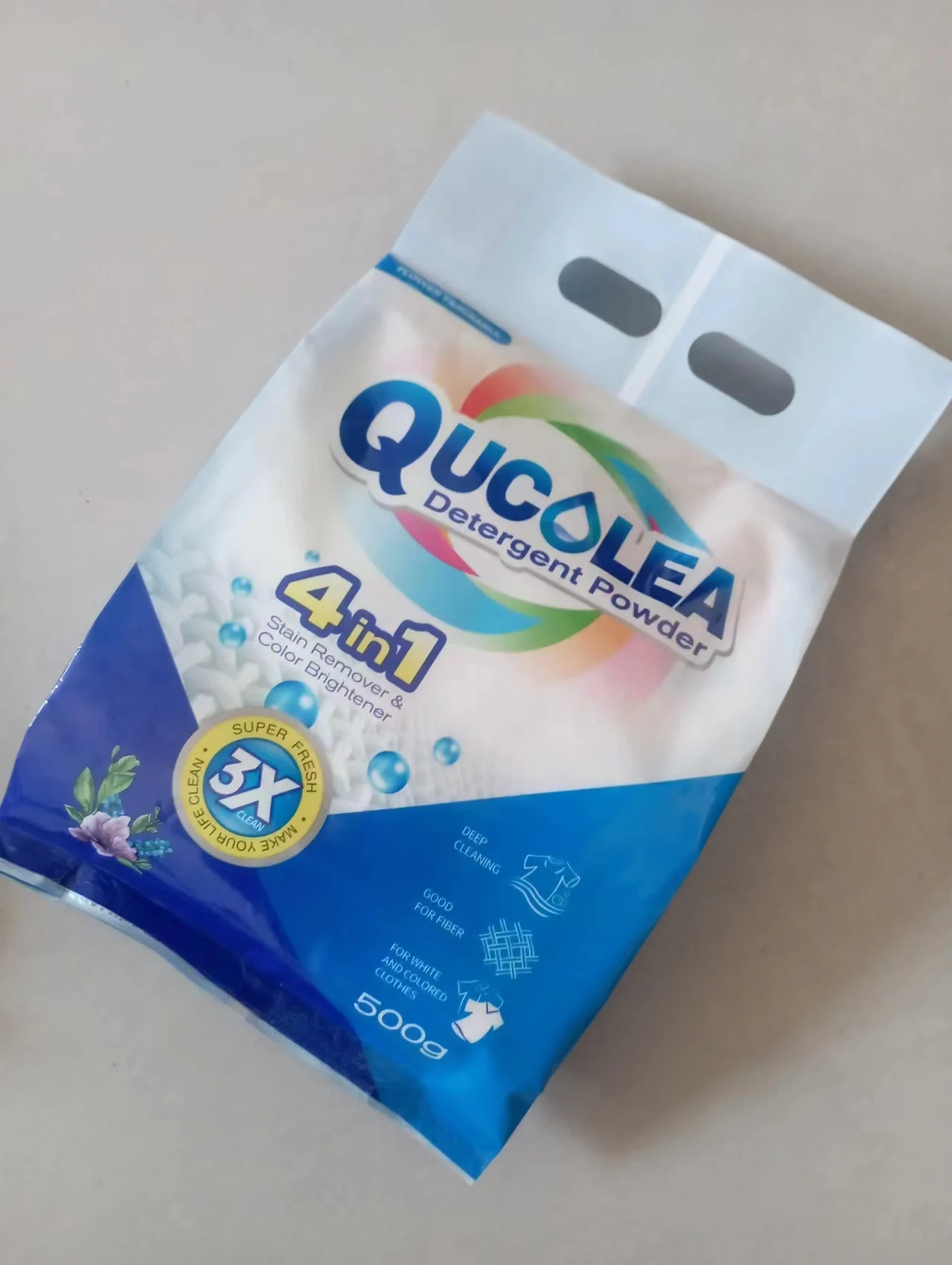 Hot selling super oxygen active enzyme commercial base bag of 500g  laundry soap powder for  wash clothes