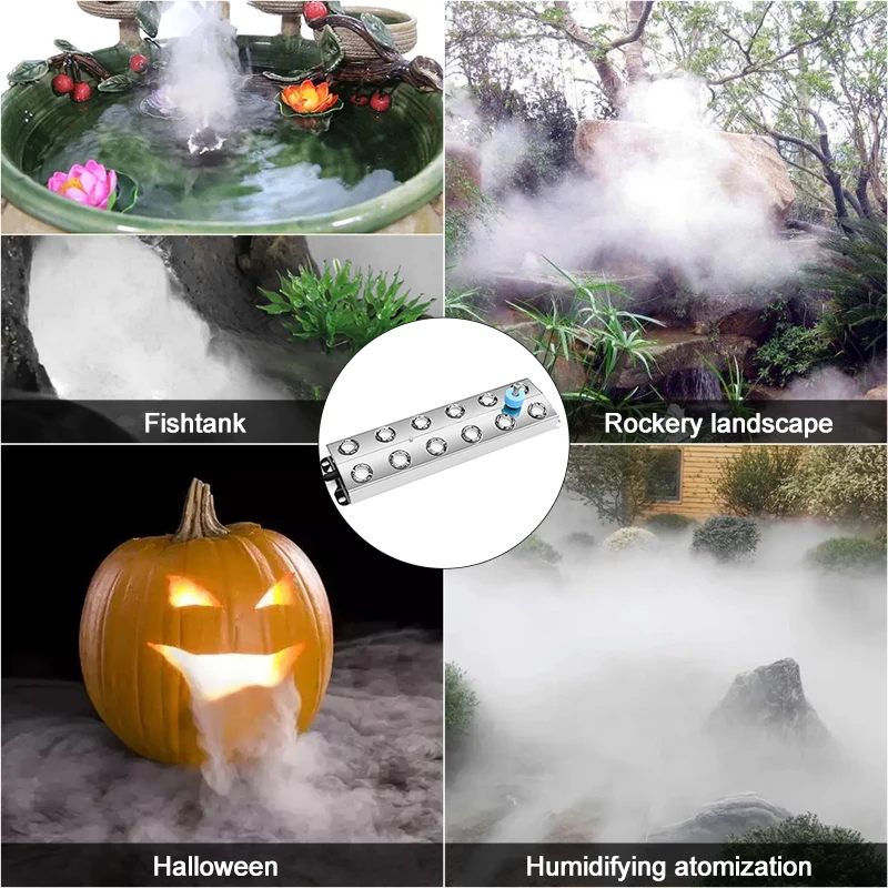 12 Head Industrial Ultrasonic Greenhouse Mushroom Pond Stainless Steel 48V Mist Maker Fogger