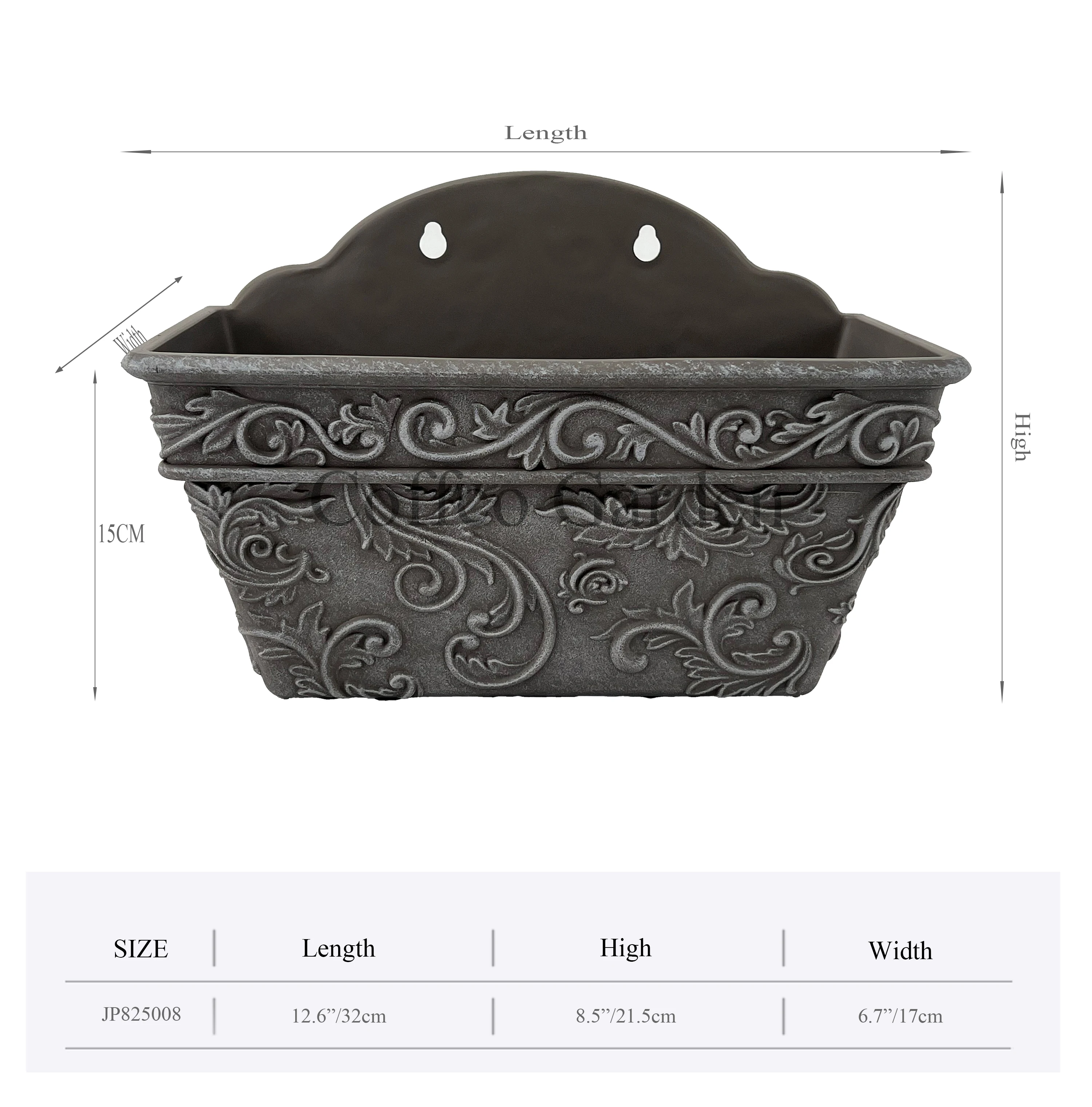 Coffco BSCI Arabesque Style Rectangle Wall Hanging Recyclable Plastic Flowerpot Planters Macrame Garden Decorations For Home