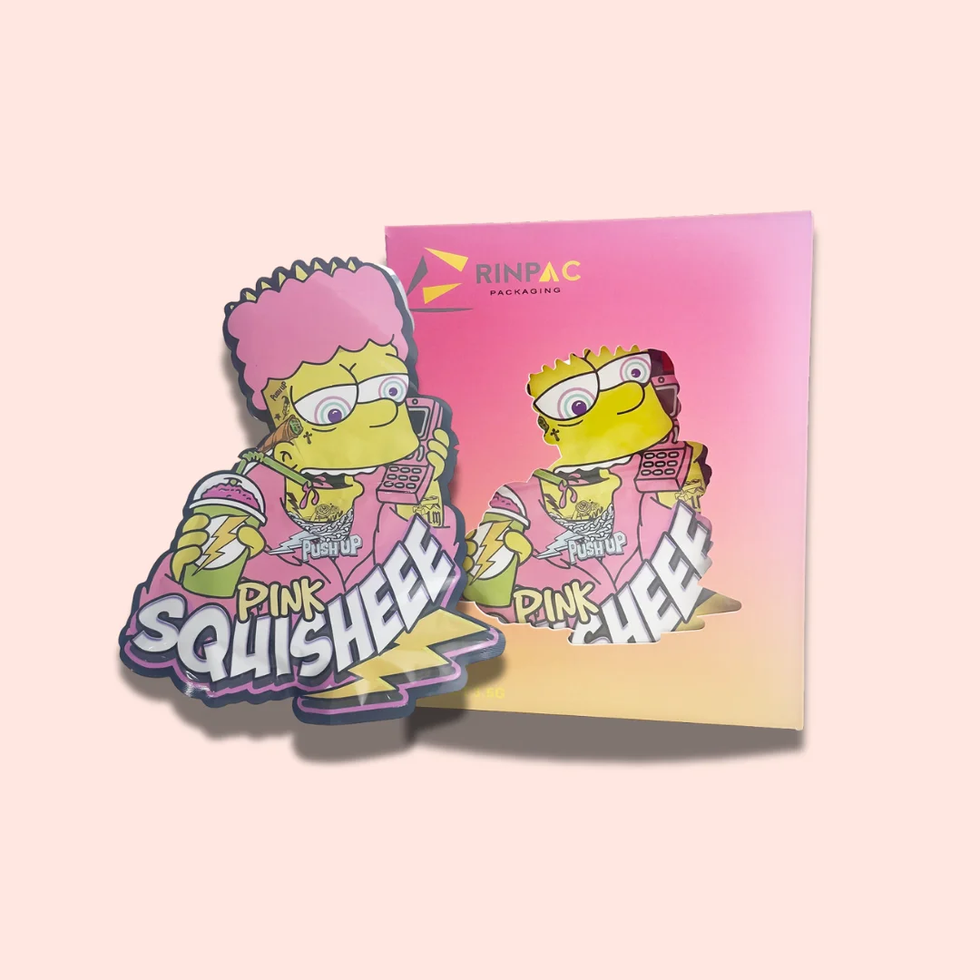 Custom Design Direct Printed Resealable Plastic 3.5 Gram 8th Edible Gummies Candy Mylar Bags with Box