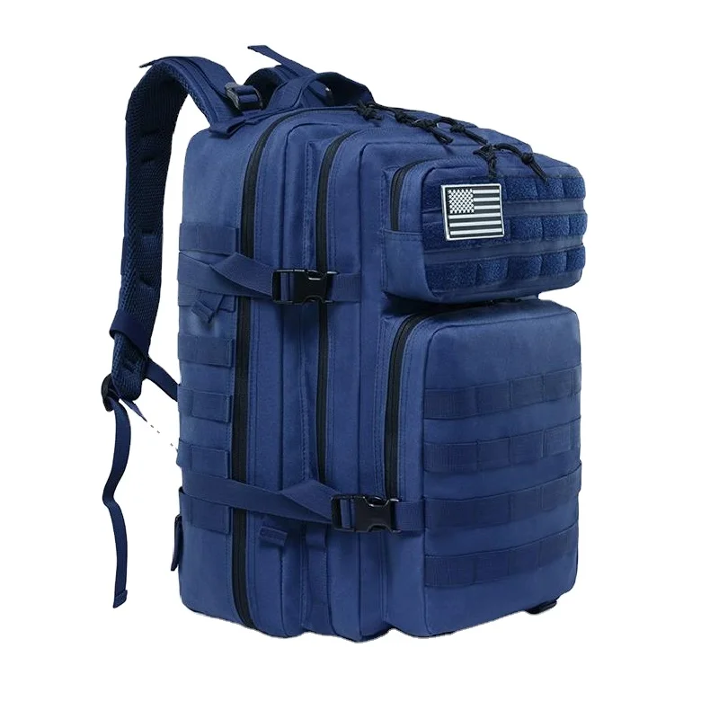Newest 45L Blue 900D Oxford Large Capacity Custom Waterproof Tactical Bag Fashion Sports Hiking Bag Unisex Travel Backpack