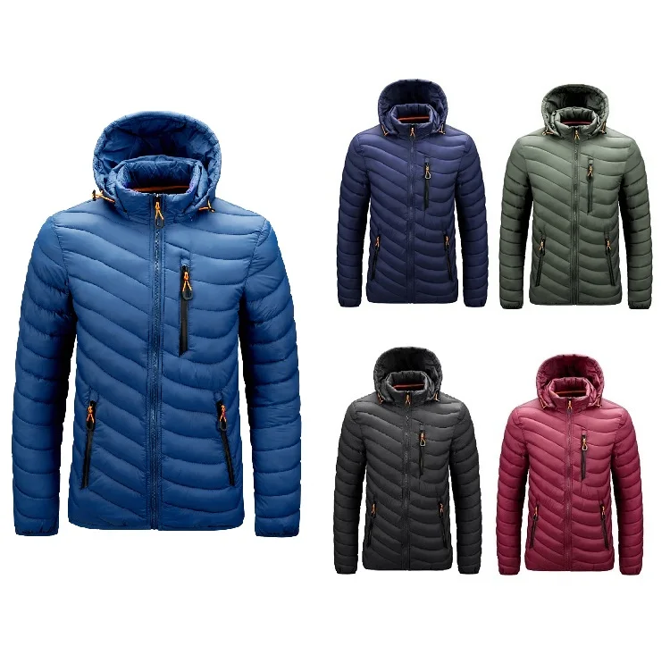 Custom Cheap Price Black Padded Winter Warm Coat Zip-up Jackets for Men