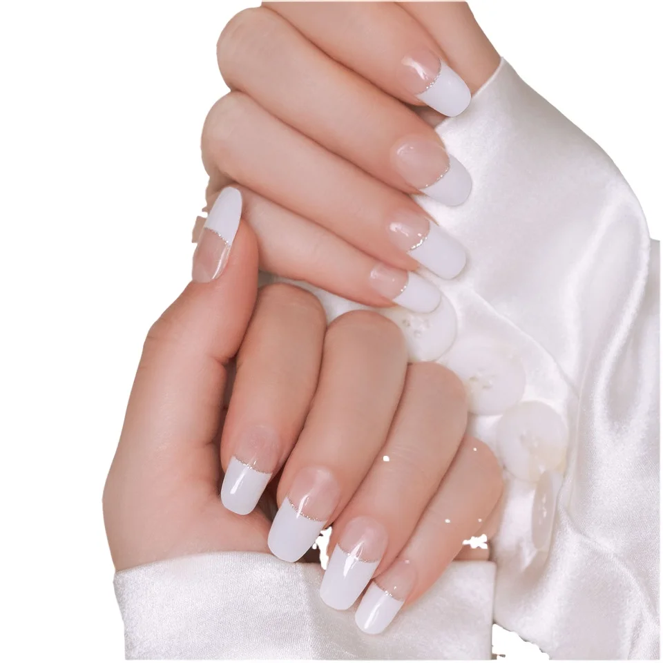 KS008 Classic French Color Hot White UV Nail Stickers Full Wraps 100% Nail Polish Strips UV Nail Stickers European or American