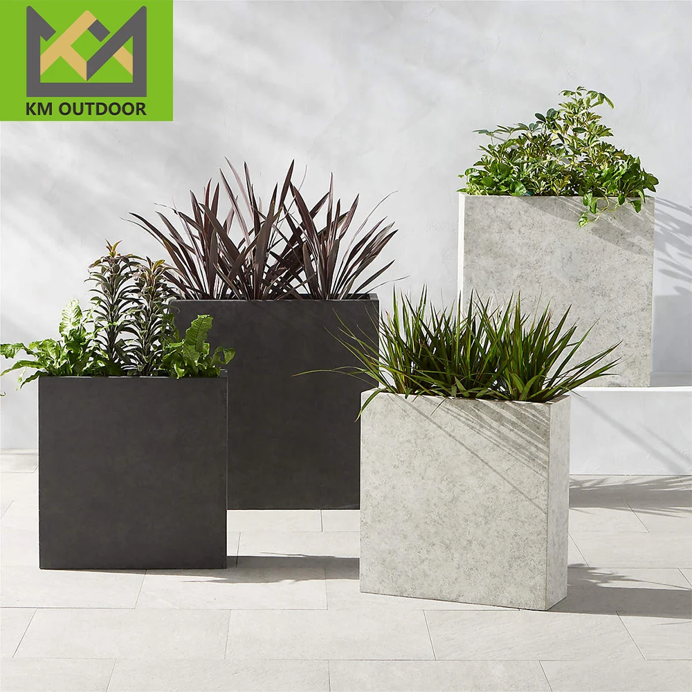 Customized rectangle Flower Pot Planters Outdoor cement Pots High Quality Fiberglass Used With Flower/green Plant Classic