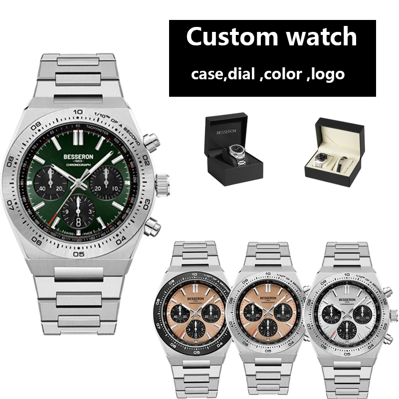 Besseron High quality 316L stainless steel japan movement various color Festival gift  Multifunctional Men watch