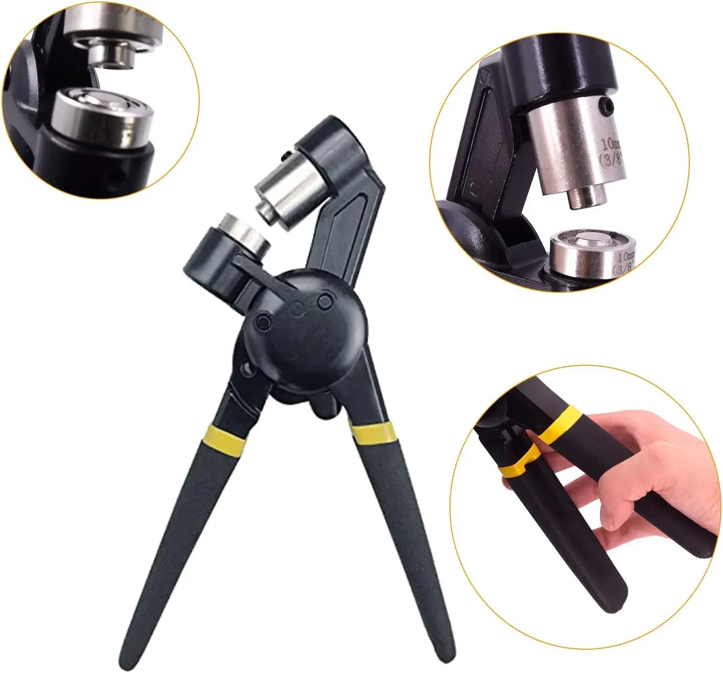 10mm 6mm Handheld Manual Machine Hole Punch Grommet Eyelet Press Pliers Tool Set  for Tarp Leather Fabric
