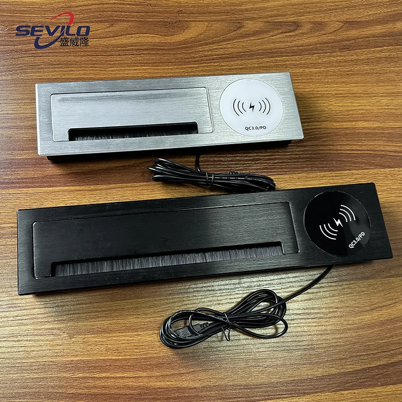 office furniture multimedia slide usb plug socket with wireless charger media socket