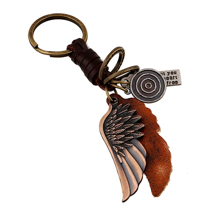 New products factory wholesale custom metal keychain logo,Custom car metal key chain Wing cowhide keychain