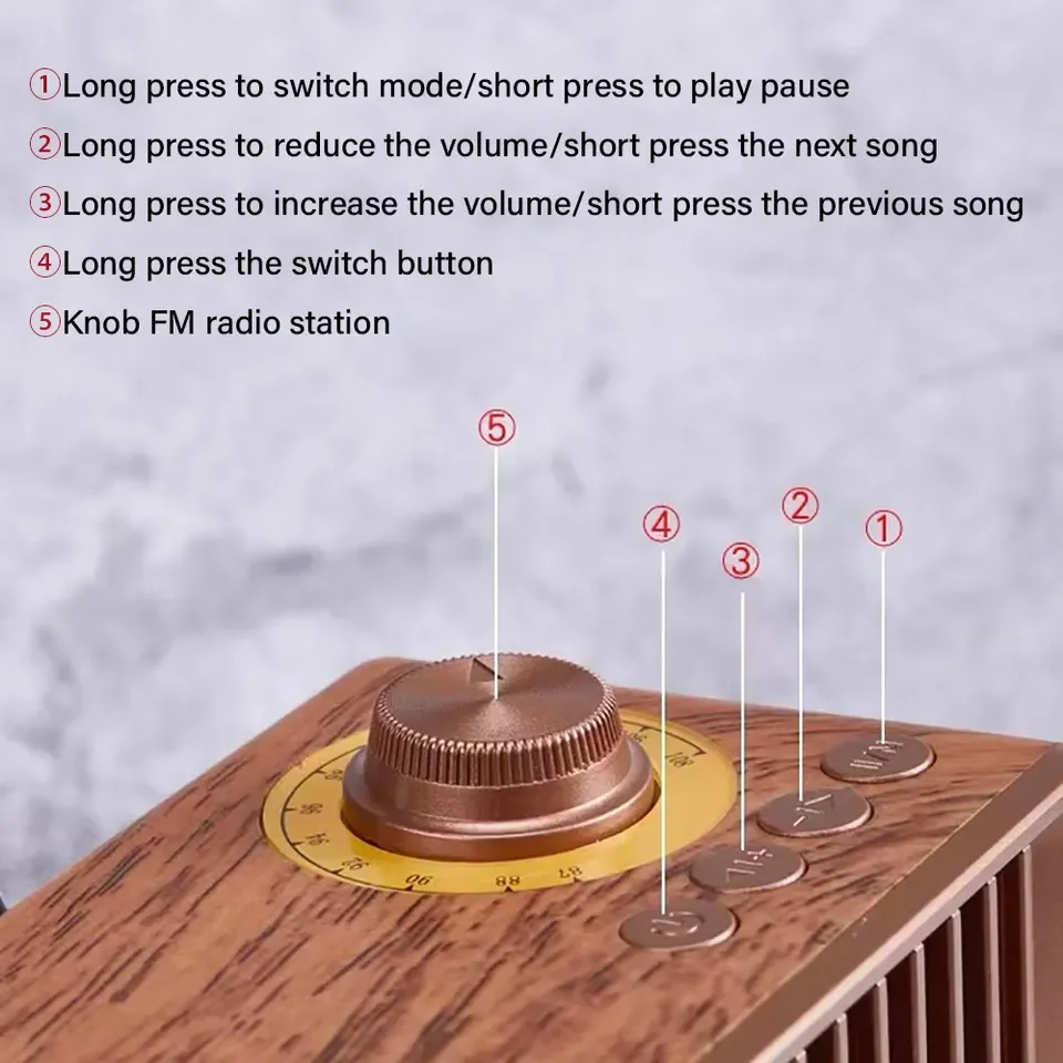 New AS25 Classic Design Vintage Speakers FM Radio Retro subwoofer speaker with SD Player