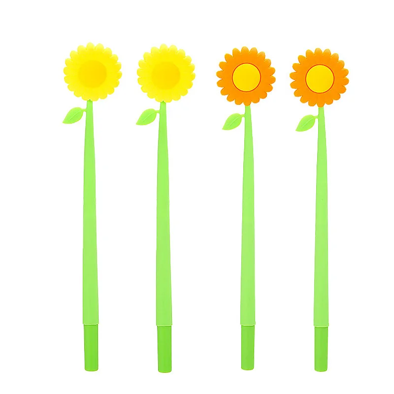 Office School Supplies Sun Flower Pen Silicone 3D Soft Touch Gel Pen Custom Wholesale Pens Cute