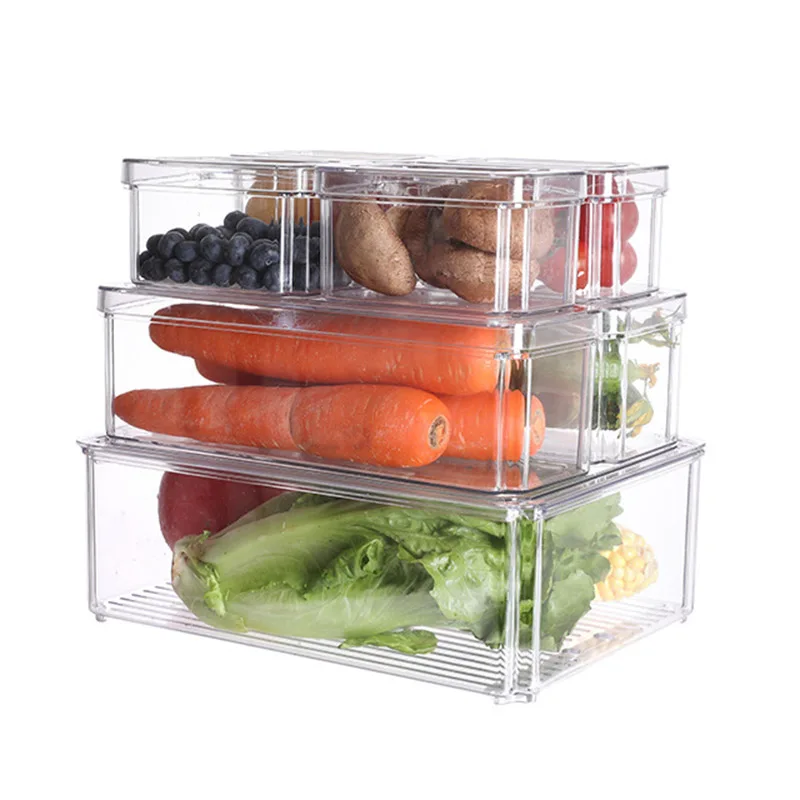 BPA-Free Plastic Pantry Storage Bins Set of 7 Fridge Organizer Stackable Refrigerator Organizer Bins With Lids for Food