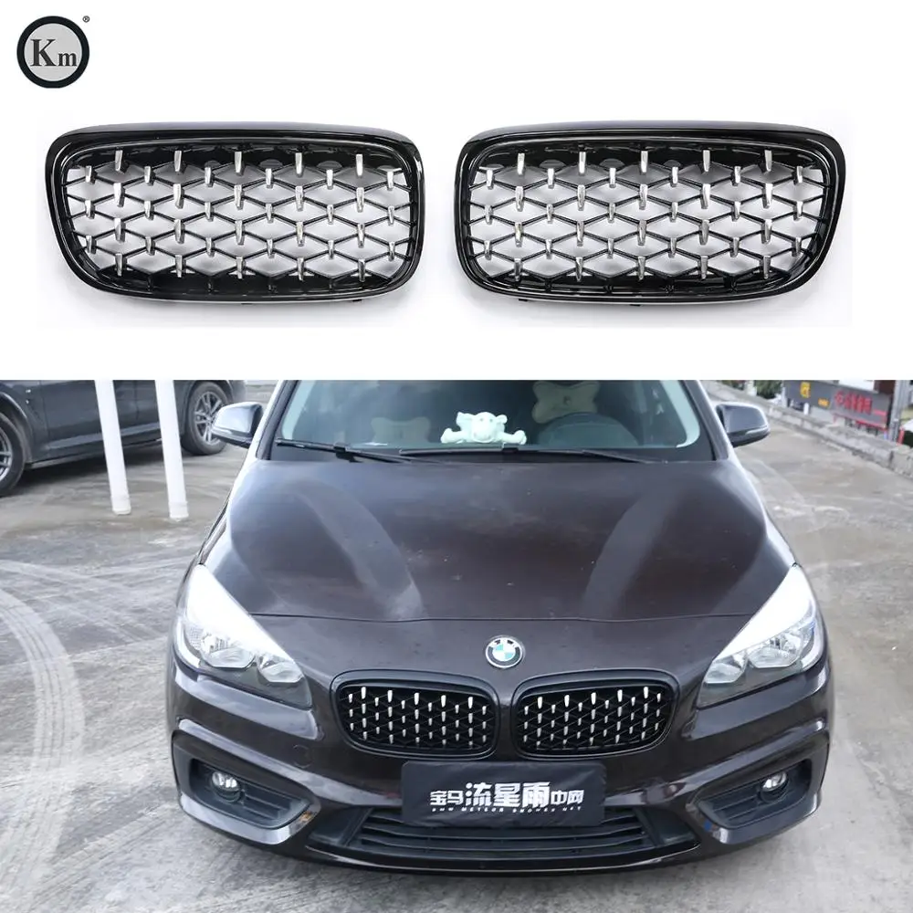 Передний бампер для BMW Active Tourer 2014-2018 F45 2 серии, Алмазный гриль, метеоритный гриль